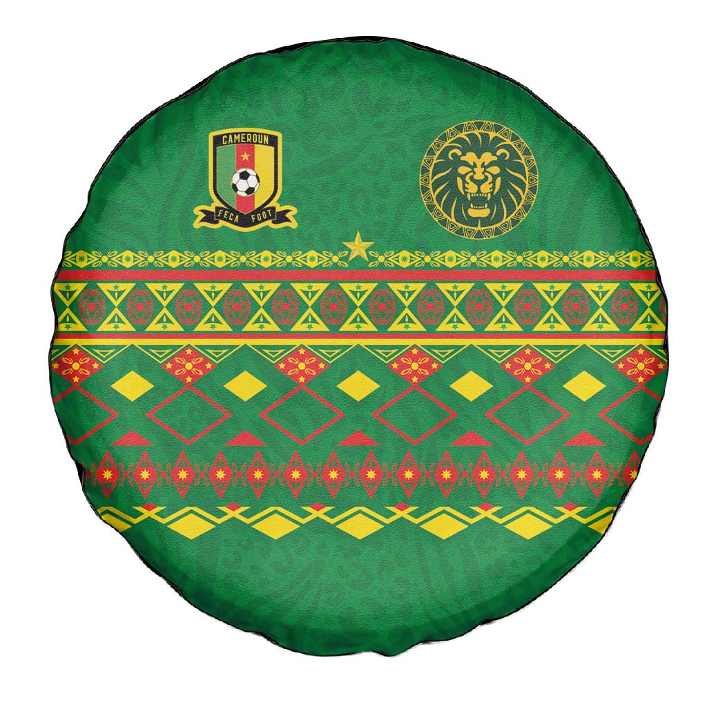 Cameroon Football Spare Tire Cover Tribal Motifs Green Color - African Pride
