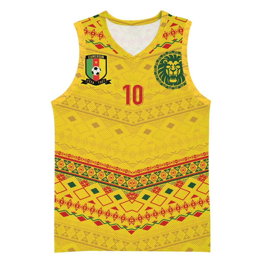 Custom Cameroon Football Basketball Jersey Tribal Motifs Yellow Color LT03
