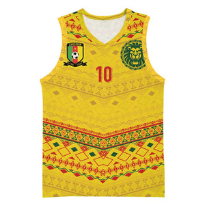 Custom Cameroon Football Basketball Jersey Tribal Motifs Yellow Color LT03