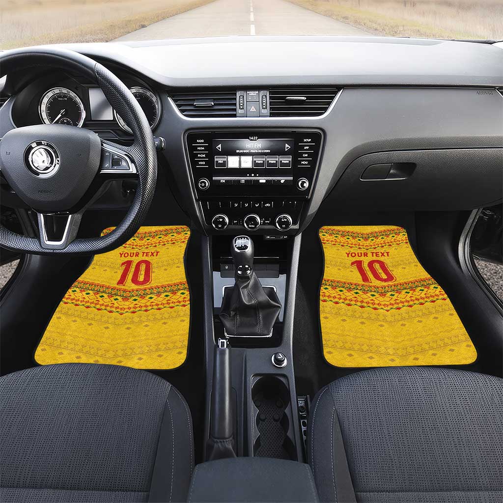 Custom Cameroon Football Car Mats Tribal Motifs Yellow Color - African Pride