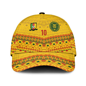 Custom Cameroon Football Classic Cap Tribal Motifs Yellow Color - African Pride