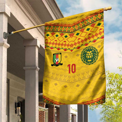 Custom Cameroon Football Garden Flag Tribal Motifs Yellow Color - African Pride