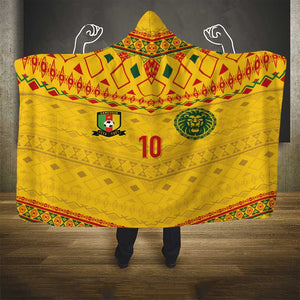 Custom Cameroon Football Hooded Blanket Tribal Motifs Yellow Color - African Pride
