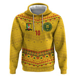 Custom Cameroon Football Hoodie Tribal Motifs Yellow Color - African Pride