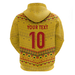 Custom Cameroon Football Hoodie Tribal Motifs Yellow Color - African Pride