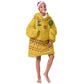 Custom Cameroon Football Kid Wearable Blanket Hoodie Tribal Motifs Yellow Color - African Pride