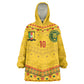 Custom Cameroon Football Kid Wearable Blanket Hoodie Tribal Motifs Yellow Color - African Pride
