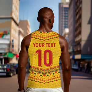 Custom Cameroon Football Men Tank Top Tribal Motifs Yellow Color - African Pride