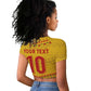 Custom Cameroon Football Raglan Cropped T shirt Tribal Motifs Yellow Color - African Pride