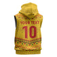 Custom Cameroon Football Sleeveless Hoodie Tribal Motifs Yellow Color - African Pride