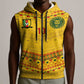 Custom Cameroon Football Sleeveless Zip Hoodie Tribal Motifs Yellow Color - African Pride