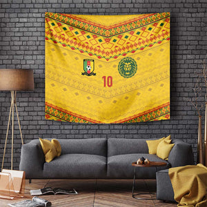 Custom Cameroon Football Tapestry Tribal Motifs Yellow Color - African Pride