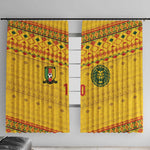 Custom Cameroon Football Window Curtain Tribal Motifs Yellow Color - African Pride