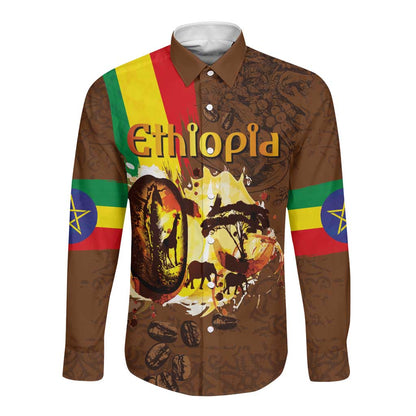 Ethiopia's Pride - Coffee Culture Long Sleeve Button Shirt