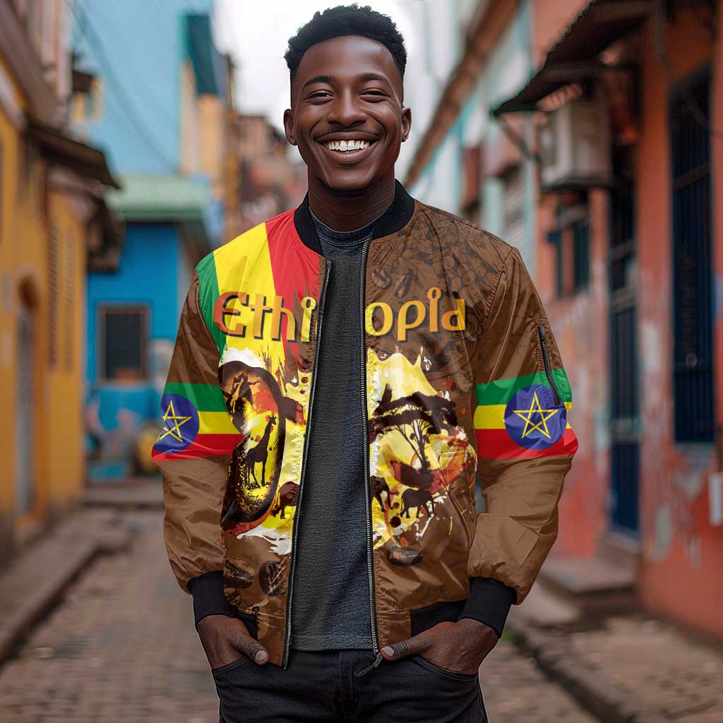 Ethiopia's Pride - Coffee Culture Sleeve Zip Bomber Jacket