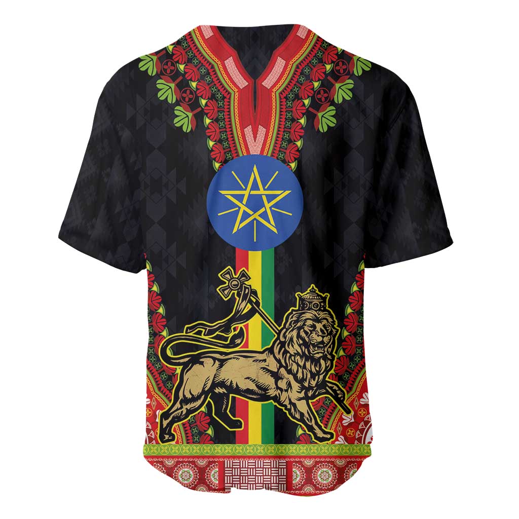 Ethiopia Lion of Judah and The Star Seal Baseball Jersey Dashiki Style