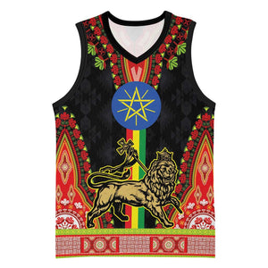 Ethiopia Lion of Judah and The Star Seal Basketball Jersey Dashiki Style LT03