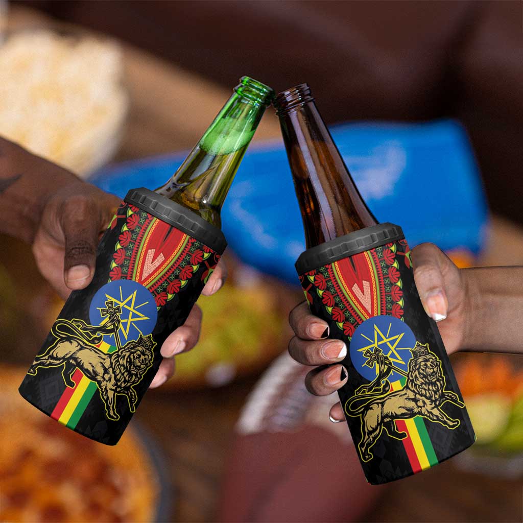 Ethiopia Lion of Judah and The Star Seal 4 in 1 Can Cooler Tumbler Dashiki Style
