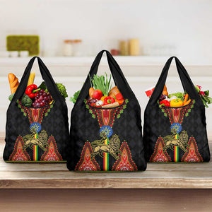 Ethiopia Lion of Judah and The Star Seal Grocery Bag Dashiki Style