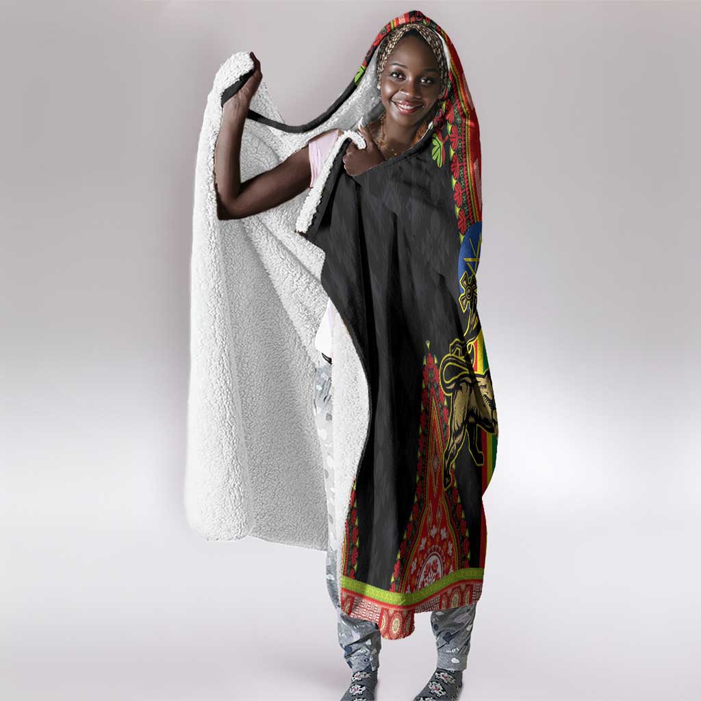 Ethiopia Lion of Judah and The Star Seal Hooded Blanket Dashiki Style