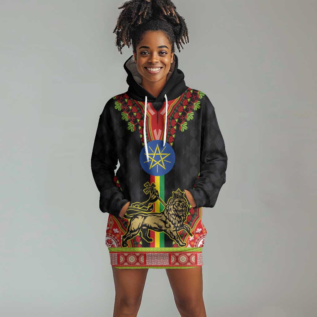 Ethiopia Lion of Judah and The Star Seal Hoodie Dress Dashiki Style