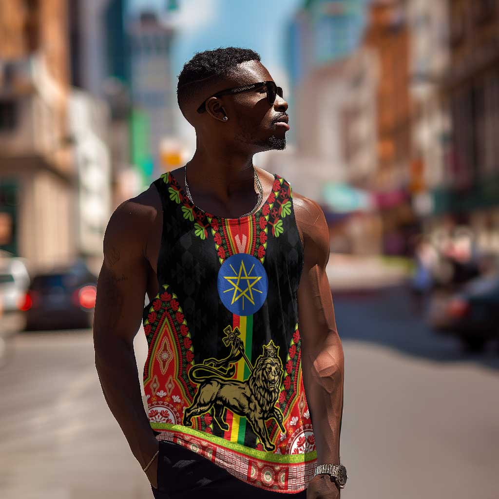 Ethiopia Lion of Judah and The Star Seal Men Tank Top Dashiki Style