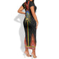 Ethiopia Lion of Judah and The Star Seal Short Sleeve Bodycon Dress Dashiki Style LT03