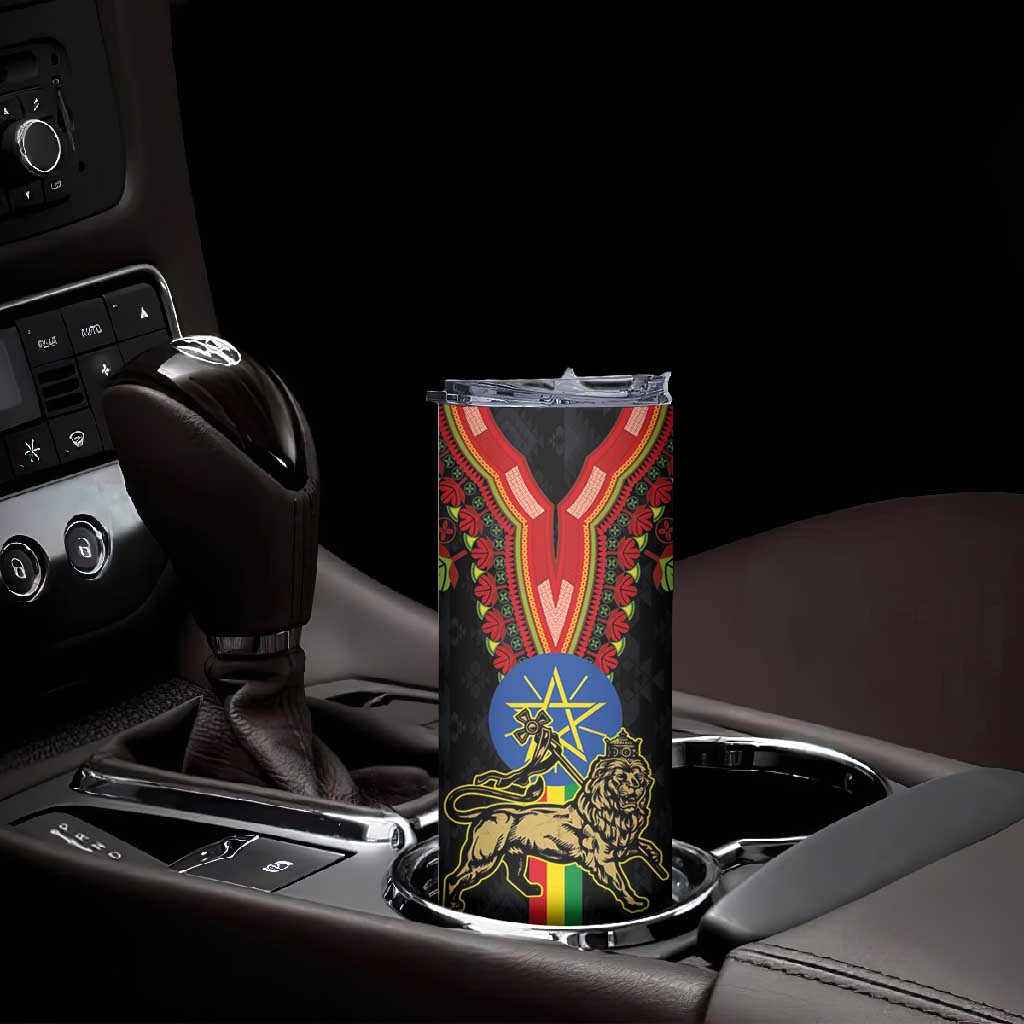 Ethiopia Lion of Judah and The Star Seal Skinny Tumbler Dashiki Style