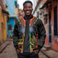 Ethiopia Lion of Judah and The Star Seal Sleeve Zip Bomber Jacket Dashiki Style