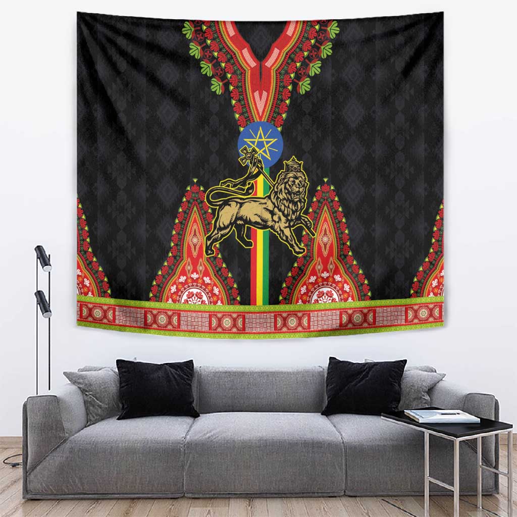 Ethiopia Lion of Judah and The Star Seal Tapestry Dashiki Style