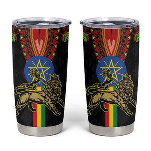 Ethiopia Lion of Judah and The Star Seal Tumbler Cup Dashiki Style