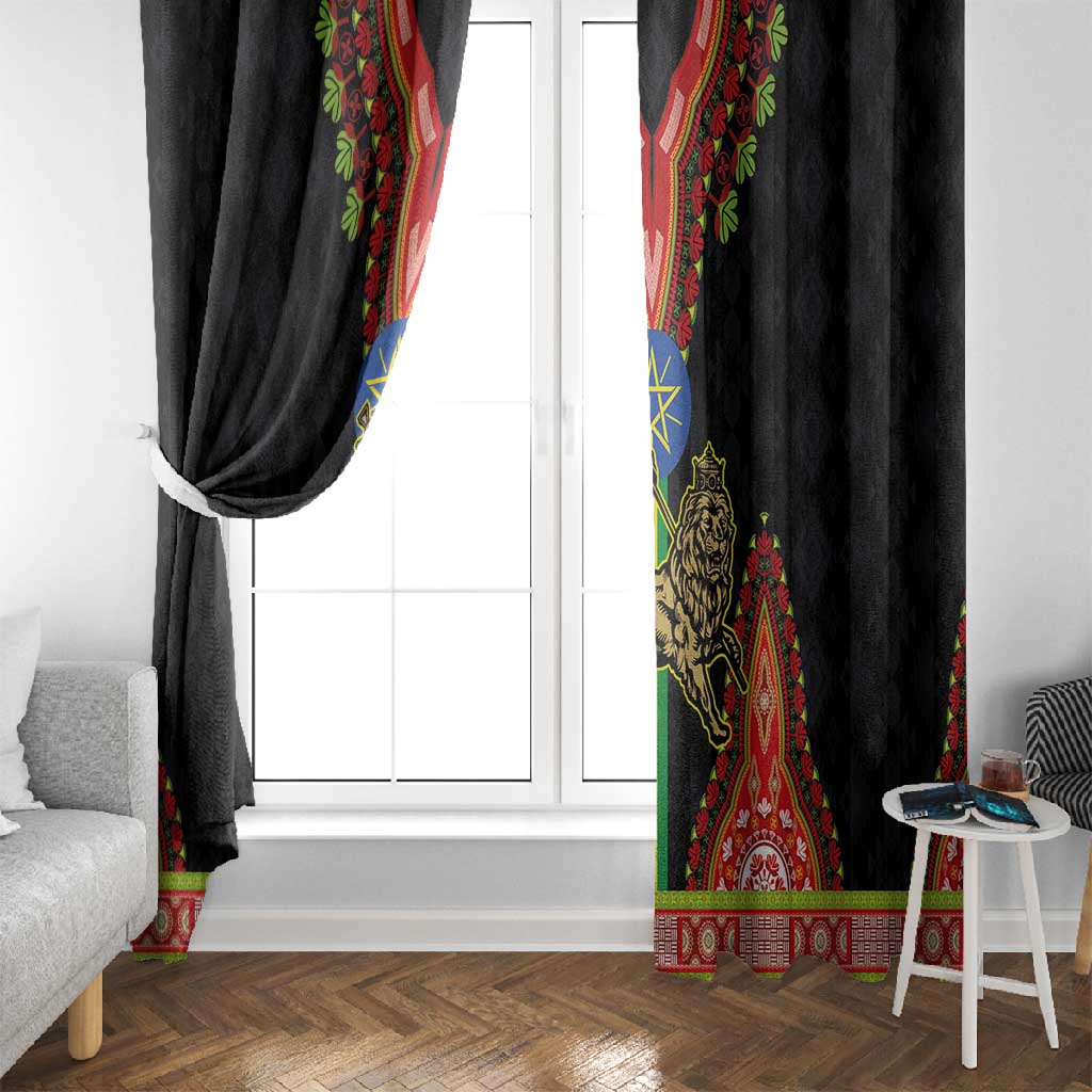 Ethiopia Lion of Judah and The Star Seal Window Curtain Dashiki Style