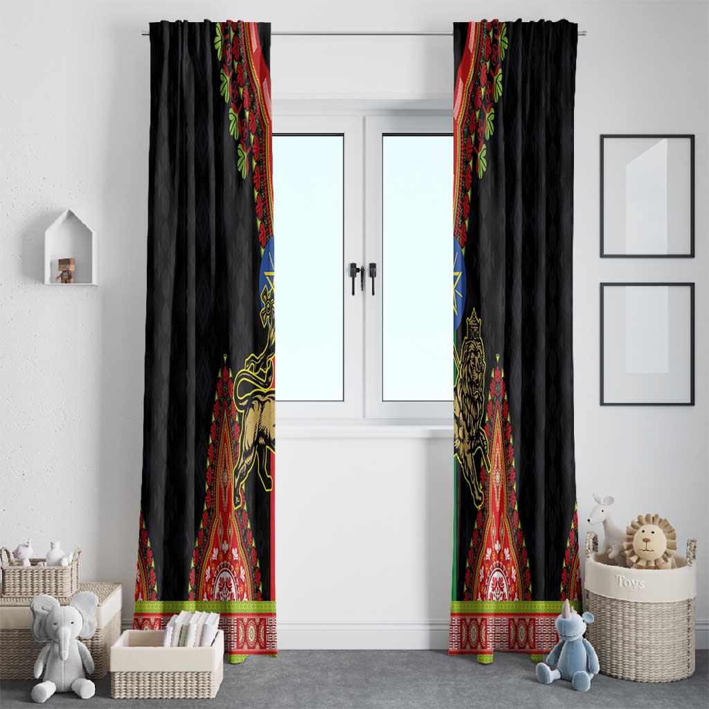 Ethiopia Lion of Judah and The Star Seal Window Curtain Dashiki Style