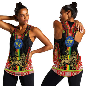 Ethiopia Lion of Judah and The Star Seal Women Racerback Tank Dashiki Style