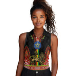 Ethiopia Lion of Judah and The Star Seal Women Sleeveless Polo Shirt Dashiki Style