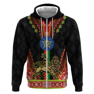 Ethiopia Lion of Judah and The Star Seal Zip Hoodie Dashiki Style