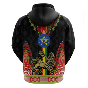 Ethiopia Lion of Judah and The Star Seal Zip Hoodie Dashiki Style