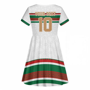 Custom Moroccan Football Kid Short Sleeve Dress The Hunt of Atlas Lions