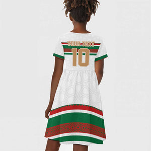 Custom Moroccan Football Kid Short Sleeve Dress The Hunt of Atlas Lions