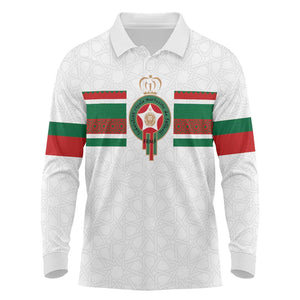 Custom Moroccan Football Long Sleeve Polo Shirt The Hunt of Atlas Lions