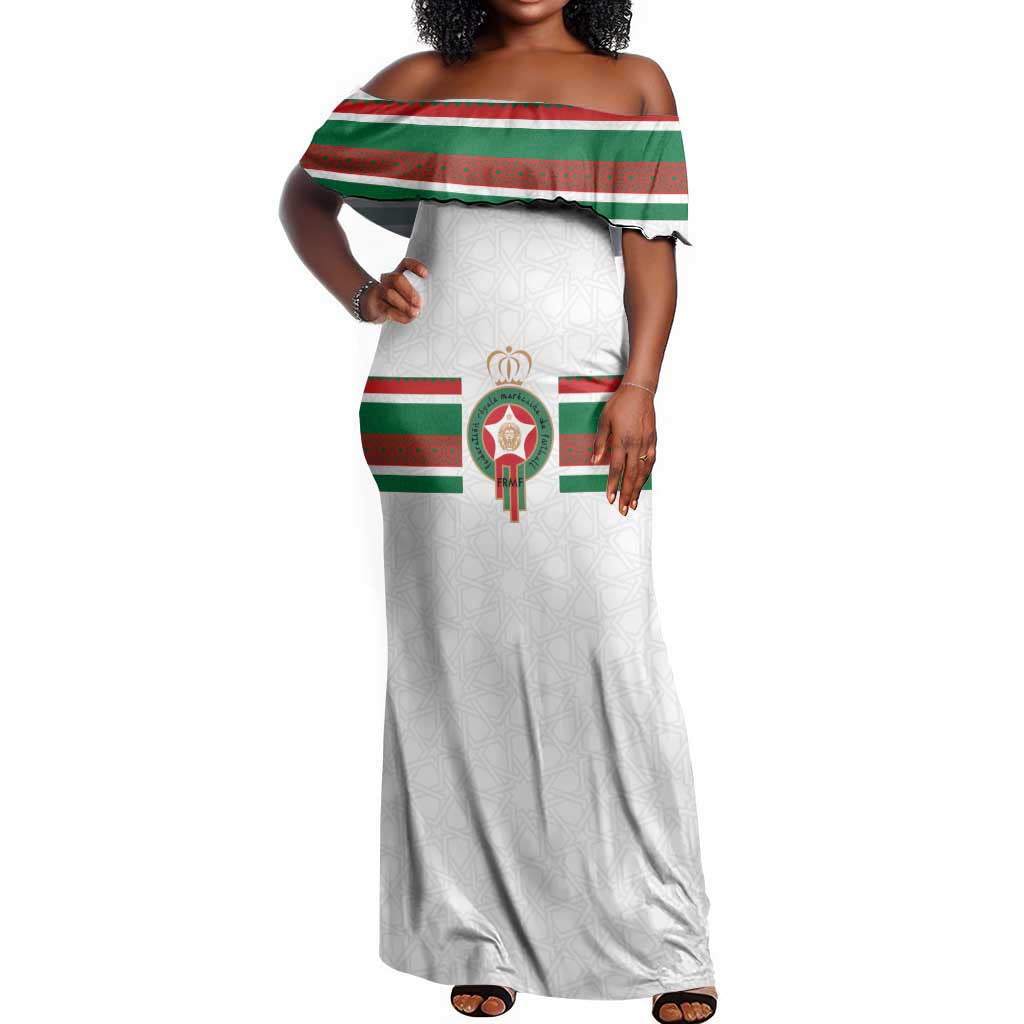 Custom Moroccan Football Off Shoulder Maxi Dress The Hunt of Atlas Lions