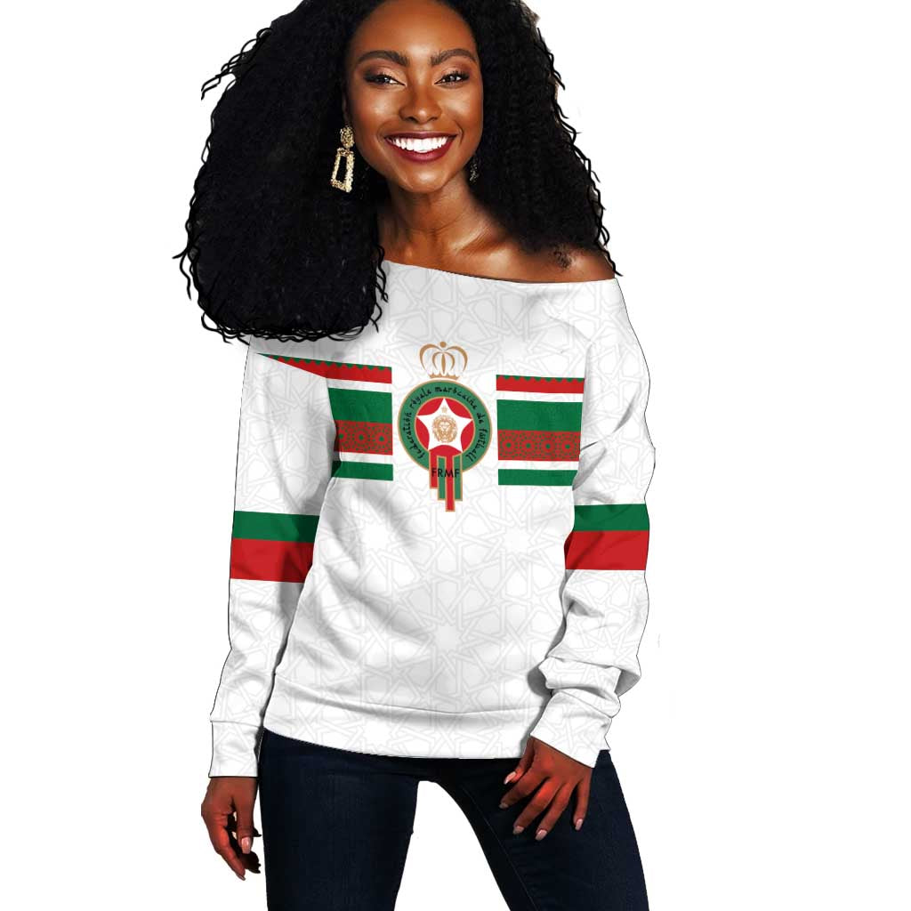 Custom Moroccan Football Off Shoulder Sweater The Hunt of Atlas Lions