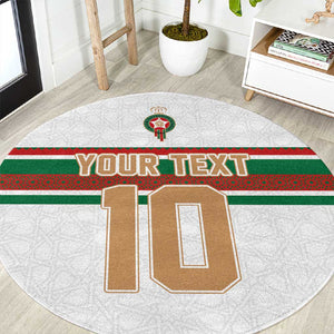 Custom Moroccan Football Round Carpet The Hunt of Atlas Lions