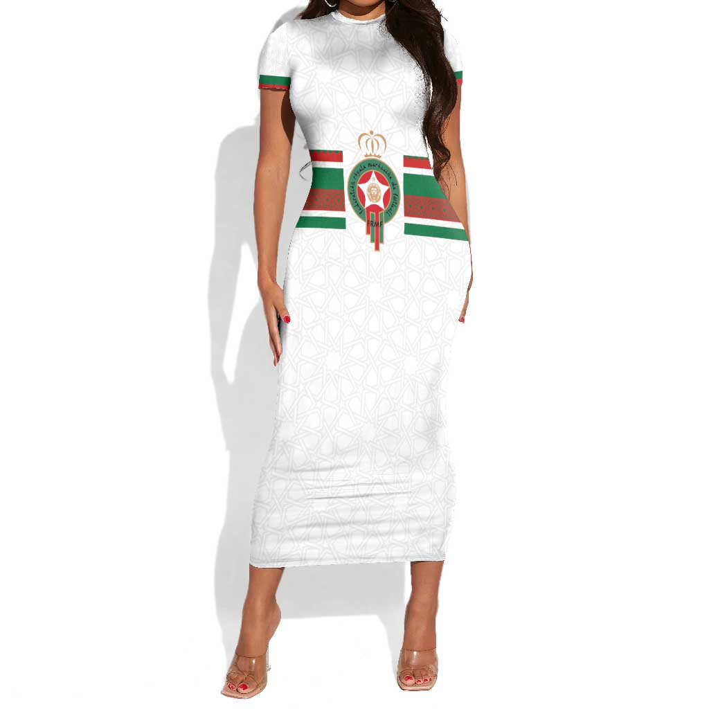 Custom Moroccan Football Short Sleeve Bodycon Dress The Hunt of Atlas Lions LT03