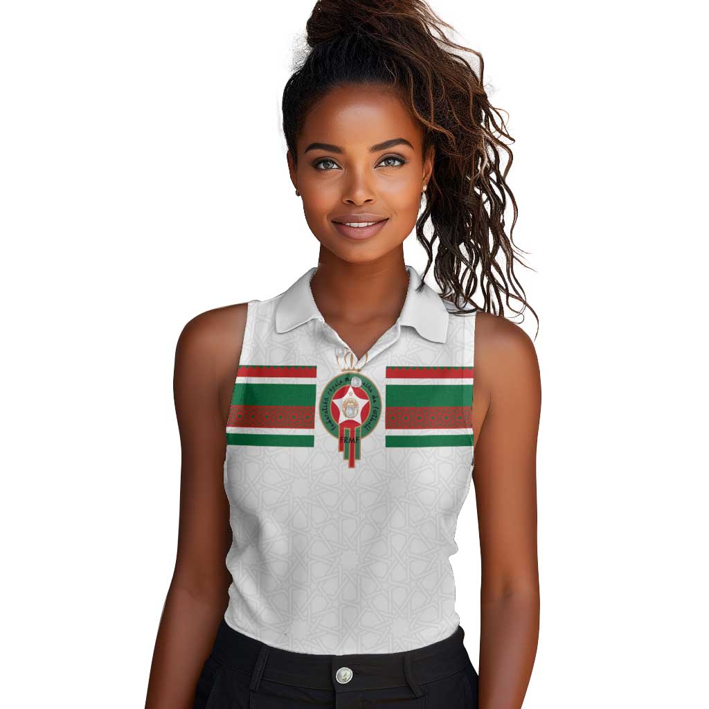 Custom Moroccan Football Women Sleeveless Polo Shirt The Hunt of Atlas Lions