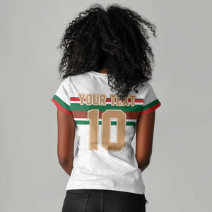 Custom Moroccan Football Women V-Neck T-Shirt The Hunt of Atlas Lions