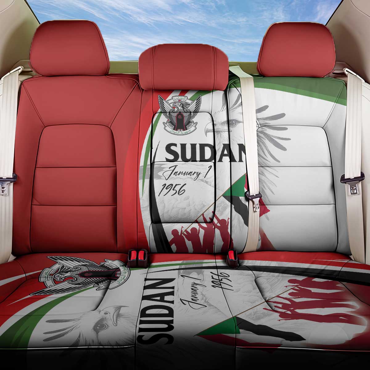 Happy Independence of Sudan Back Car Seat Cover Soldiers Fight for Homeland - Victory is ours