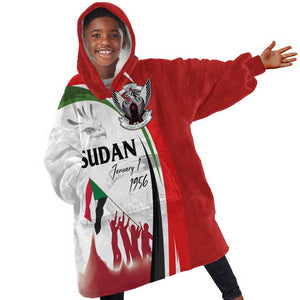 Happy Independence of Sudan Kid Wearable Blanket Hoodie Soldiers Fight for Homeland - Victory is ours