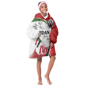 Happy Independence of Sudan Kid Wearable Blanket Hoodie Soldiers Fight for Homeland - Victory is ours