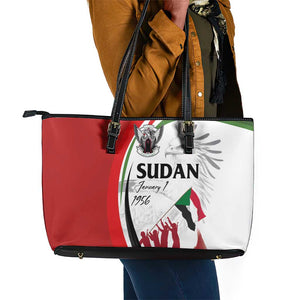 Happy Independence of Sudan Leather Tote Bag Soldiers Fight for Homeland - Victory is ours